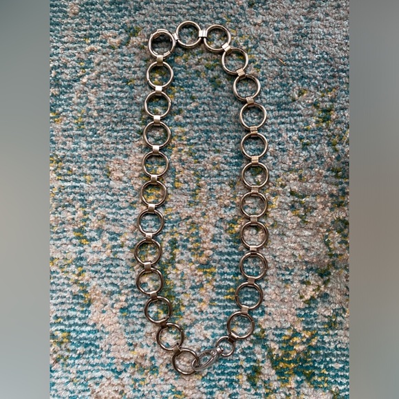 Vintage Y2K silver metal ring chain link waist belt, size small medium - Picture 5 of 5